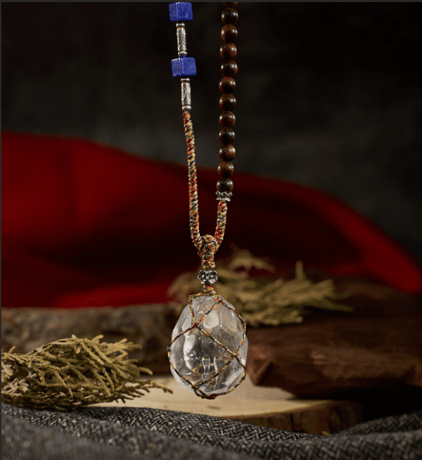 QUARTZ PENDANT WITH LAPIS LAZULI AND STERLING SILVER