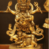 34.6''Old Tibet Purple Bronze 24K Gold Mahakala Hold Faqi