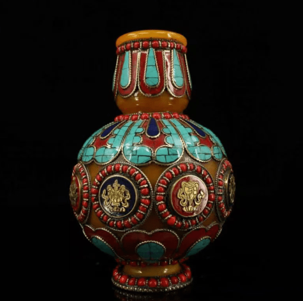 SUKHAVATI YELLOW JAMBHALA FORTUNE EIGHT AUSPICIOUS BOTTLE FOR ELIMINATING POVERTY