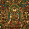 RADIANCE OF COMPASSION – 19TH CENTURY GILT COPPER JOWO BUDDHA WALL THANGKA