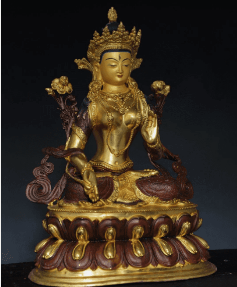 Old Tibet Tibetan Buddhism temple Bronze gilt white tara Bodhisattva statue