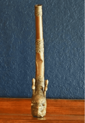 19th to Early 20th Cent. Tibetan Ritualistic Buddhist Trumpet 17" tall w/ COA