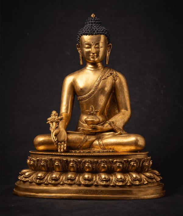 Very high quality bronze Nepali Medicine Buddha