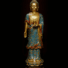 Old Tibet Cloisonne Enamel Bronze Gilt Shakyamuni Kwan-yin God Buddha Statue Set