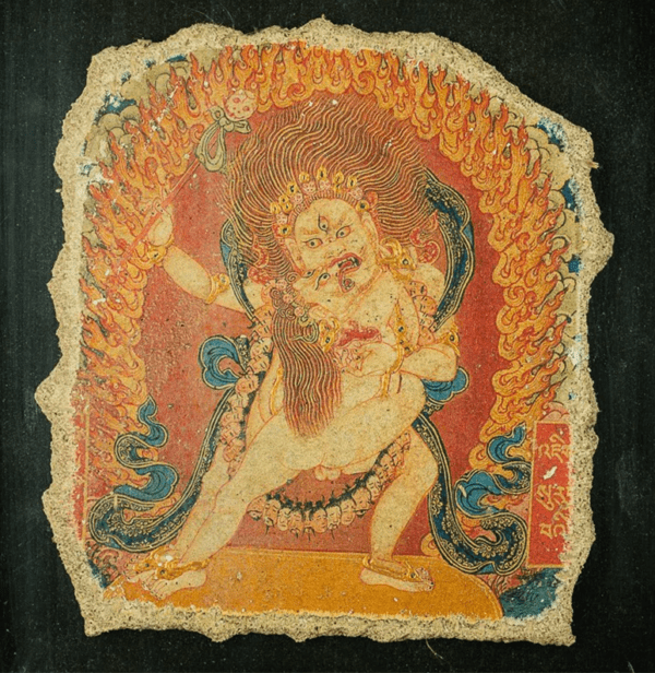 20TH CENTURY WHITE TWO-ARMED MAHAKALA DOUBLE B