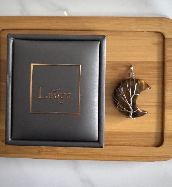 LUOGA Natural Tiger's Eye Crescent Pendant | Crystal Pendant Necklace
