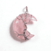LUOGA Rose Quartz Crescent Pendant | Delicate Wire Wrapped Jewelry