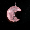 LUOGA Rose Quartz Crescent Pendant | Delicate Wire Wrapped Jewelry