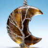 LUOGA Natural Tiger's Eye Crescent Pendant | Crystal Pendant Necklace