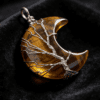 LUOGA Natural Tiger's Eye Crescent Pendant | Crystal Pendant Necklace