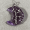 LUOGA Natural Amethyst Moon Tree of Life Pendant Necklace