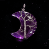 LUOGA Natural Amethyst Moon Tree of Life Pendant Necklace