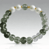 LUOGA Natural Green Phantom Quartz & Freshwater Pearl Bracelet (8mm) - Elegant Healing Crystal Bangle for Women