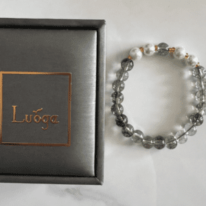 LUOGA Natural Green Phantom Quartz & Freshwater Pearl Bracelet (8mm) - Elegant Healing Crystal Bangle for Women