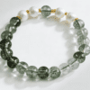 LUOGA Natural Green Phantom Quartz & Freshwater Pearl Bracelet (8mm) - Elegant Healing Crystal Bangle for Women