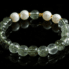 LUOGA Natural Green Phantom Quartz & Freshwater Pearl Bracelet (8mm) - Elegant Healing Crystal Bangle for Women