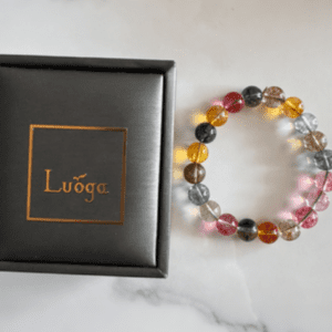 LUOGA Authentic 10mm Natural Tourmaline Crystal Healing Bracelet - Premium Multicolor Gemstone