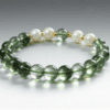 LUOGA Natural Green Phantom Quartz & Freshwater Pearl Bracelet (8mm) - Elegant Healing Crystal Bangle for Women