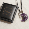 LUOGA Natural Amethyst Moon Tree of Life Pendant Necklace