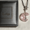 LUOGA Rose Quartz Crescent Pendant | Delicate Wire Wrapped Jewelry
